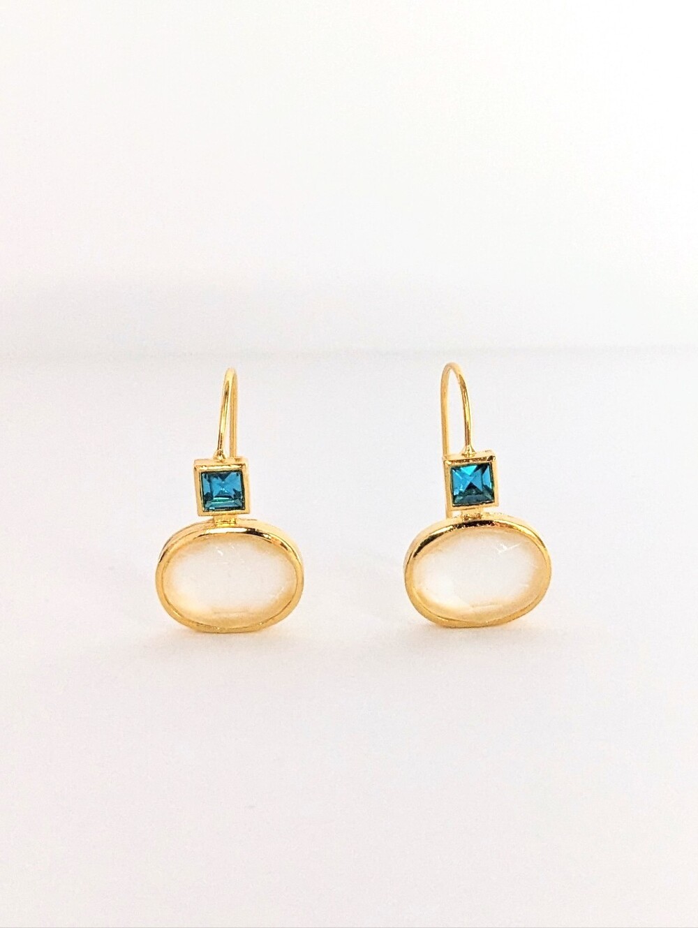 Gold Minimalist Blue Topaz Earrings